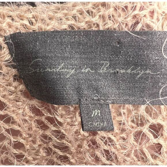 Anthropologie Sunday in Brooklyn Blush Pink Eyelash Open Front Cardigan Size Med - Picture 5 of 6